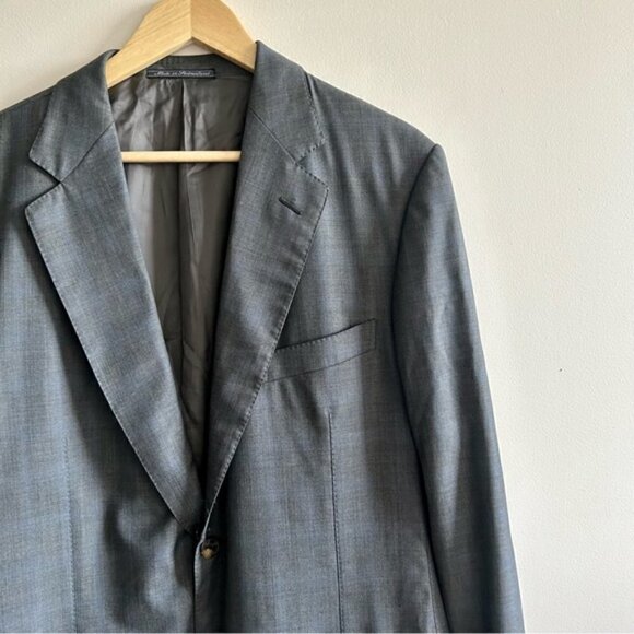ERMENEGILDO Zegna Blue Grey Wool Blazer 15 milmil 15 size 52 - Picture 7 of 11